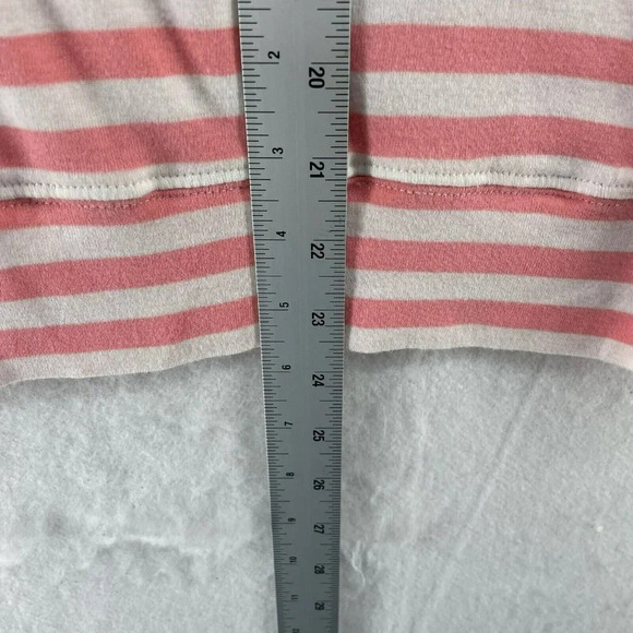 Caslon Hoodie Women Sm White Pink Flamingo Charm Striped Knit Drawstring Stretch - Picture 6 of 12